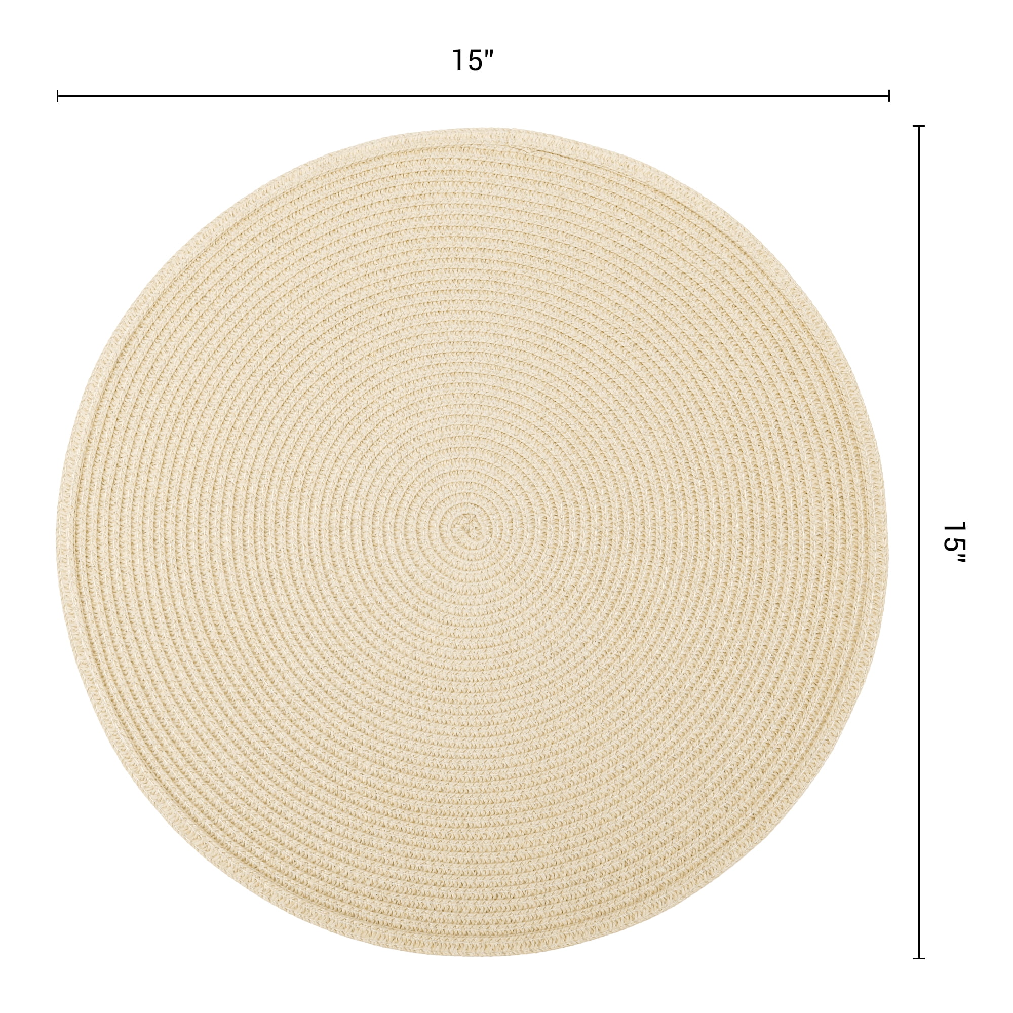 Unique Bargains 6Pcs Rustic Round Woven Dining Placemats Beige 15x15inch