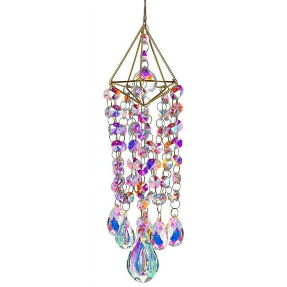 Crystal Suncatchers Hanging Wind Chime Style Garden Rainbow Maker Handmade Gold Plated