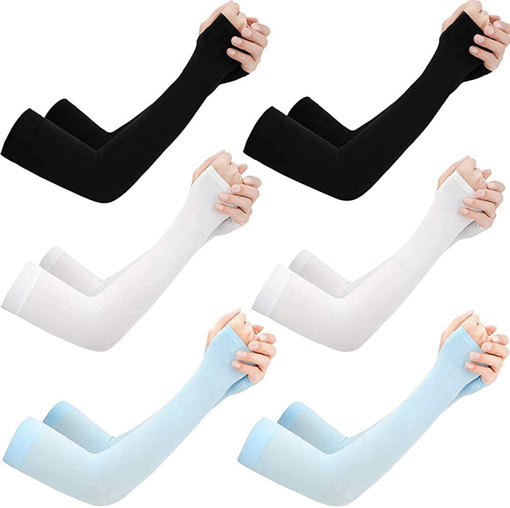 Arm Sleeves Cute American Astraurants Galaxy Space Mens Sun UV Protection Sleeves Arm Warmers Cool Long Set Covers White
