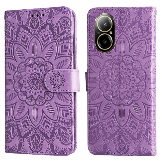 Funda tipo cartera GANGXUN para Realme C67 4G , diseño girasol, cuero PU, soporte, cierre magnético, tarjetero