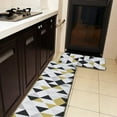 thumbnail image 2 of Abstract Geometric Gold Triangle Pattern Kitchen Rug Set 2 PCS Floor Mats Washable Non-Slip Soft Flannel Runner Rug Doormat Carpet for Floor Home Bathroom, 17" x 47"+17" x 24"-M, 2 of 5