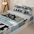 thumbnail image 3 of Manfei Vintage Farmhouse Zipper Twin Comforter Sets with Fitted Sheet and 2 Pillowcases,Large Letter Zipper Bedding Set,Blue Gray,Light Gray Reversible,4pcs, 3 of 8