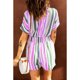 thumbnail image 3 of Mujeres corto jumpsuit V cuello shirred cintura rayas impreso mujer corto jumpsuit para oficina, 3 of 5