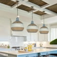 thumbnail image 2 of UEEYAC Coastal Kitchen Island Blue Rattan Pendant Light, 2 of 23
