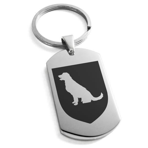 Stainless Steel Dog Loyalty Coat of Arms Shield Engraved Dog Tag Keychain Keyring