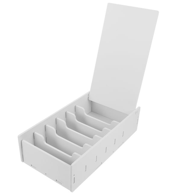 HIAKDOFT White Wooden Storage Box for Cash and Receipts with Convenient Categorized Sections