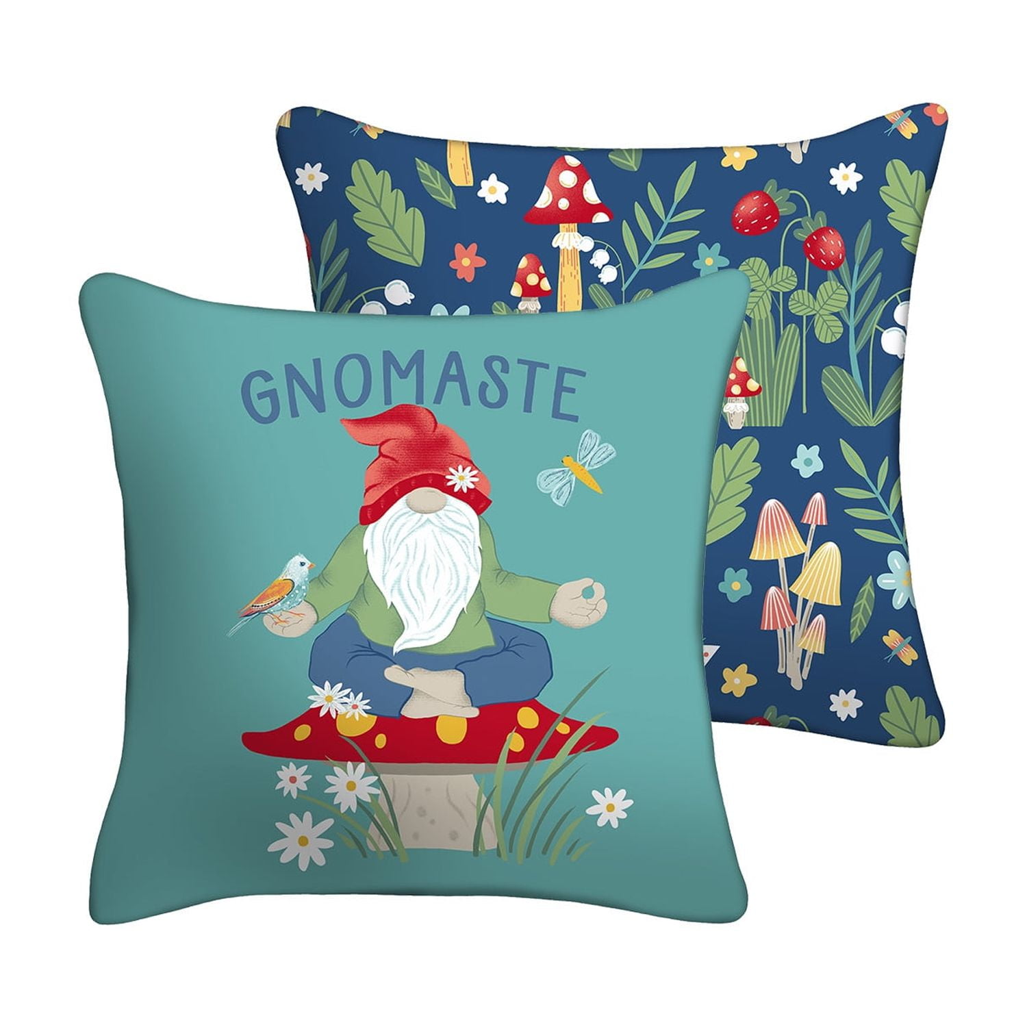 Mainstays 16" x 16" Gnomaste Decorative Outdoor Throw Pillow, Blue/Multi