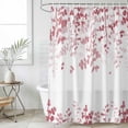 thumbnail image 6 of Pink Leaves Shower Curtain Set - Extra Long 72" x 96" Washable Bathtub Curtain with 12 Hooks, Summer Botanical Waterproof Fabric Stall Shower Curtains for Bathroom/Bathtub Décor, 6 of 6