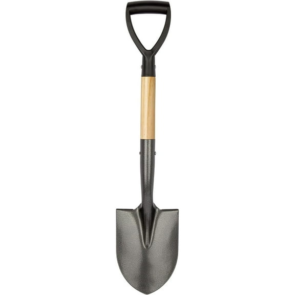 Shovel for Digging, Round Small Shovel with Wooden D-Handle, Metal Garden Shovel for Gardening, 28 Inches