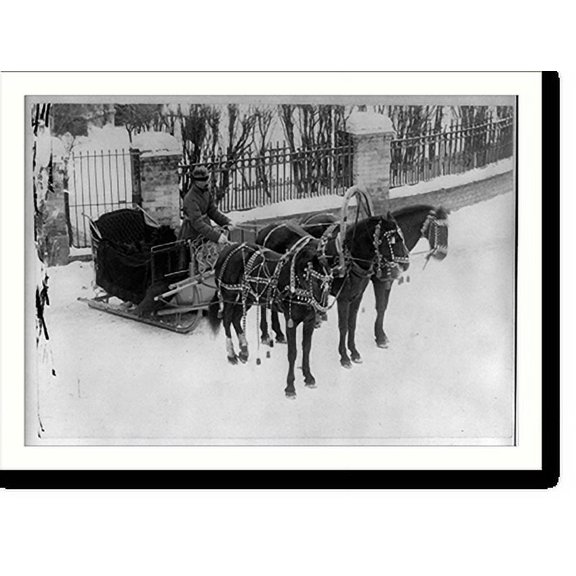 Historic Print, Horse drawn sledge, in Russia, 16" x 20"