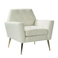 thumbnail image 2 of Velvet Accent Chair, Upholstered Armchair with Golden Metal Legs, Single Sofa Chair Vanity Chair for Living Room Bedroom, Button Tufted Leisure Chair for Reading or Lounging, Ivory, 2 of 7