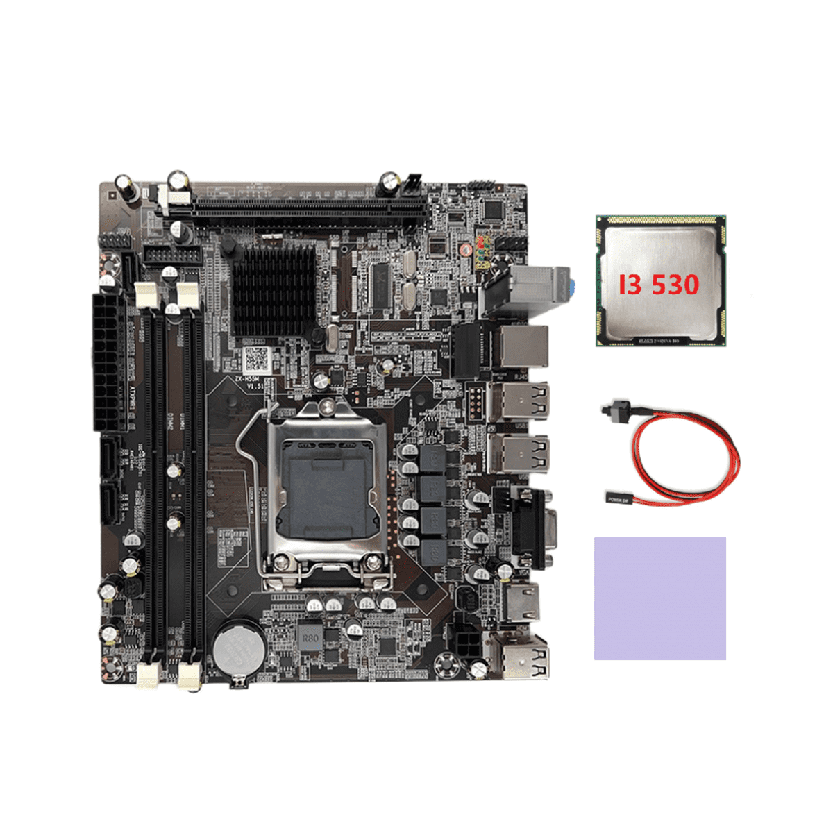 H55 Motherboard LGA1156 Supports I3 530 I5 760 Series CPU DDR3 Memory Motherboard I3 530 CPU Switch Cable Thermal Pad