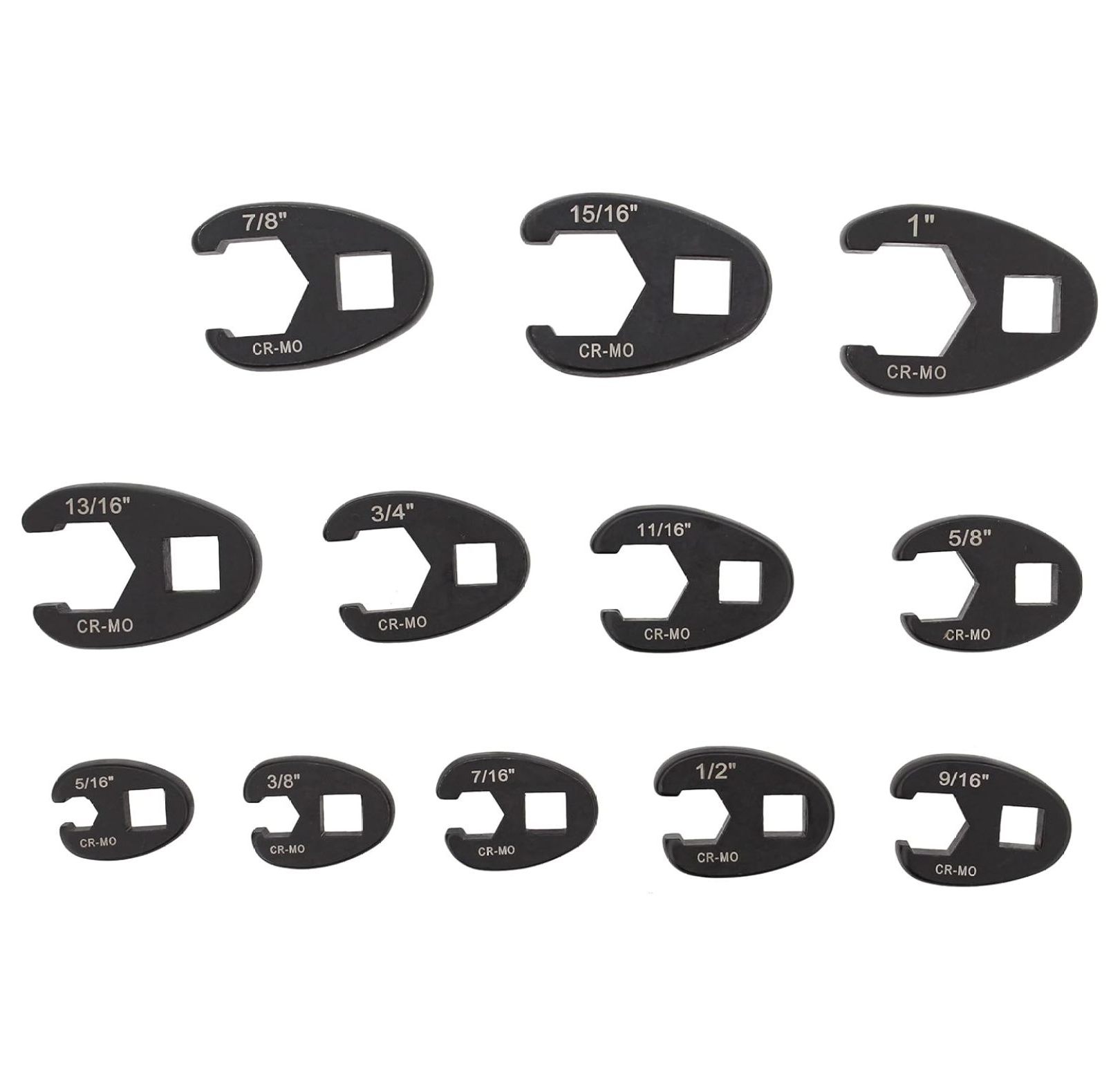 Jumbo Crowfoot Wrench Set SAE 12-Piece - 3/8 & 1/2 Drive Flare Nut Wrenches - Auto Repair Tool Kit for Mechanics & DIY