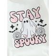 thumbnail image 6 of Infant Baby Girls Halloween Romper, Long Sleeve Crew Neck Letters Ghost Print Jumpsuit, 6 of 7