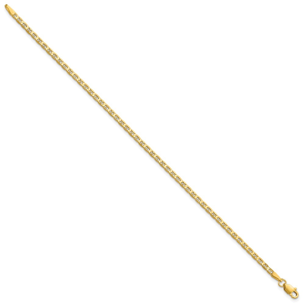 Primal Gold 10 Karat Yellow Gold 2.4mm Flat Anchor Chain Bracelet
