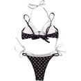 thumbnail image 4 of Women's Double Layer Bikini Sets Polka Dots Triangle Two Piece Swimsuit Bathing Suit Swimwear, 4 of 5