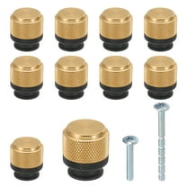 Uxcell 1 Inch Dia. Cabinet Knobs, 10pcs Drawer Round Pulls Handle for Dresser Wardrobe Black/Gold