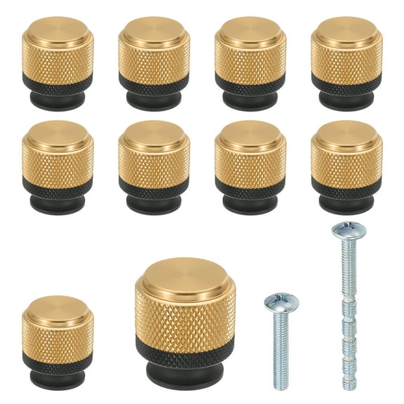 Uxcell 1 Inch Dia. Cabinet Knobs, 10pcs Drawer Round Pulls Handle for Dresser Wardrobe Black/Gold