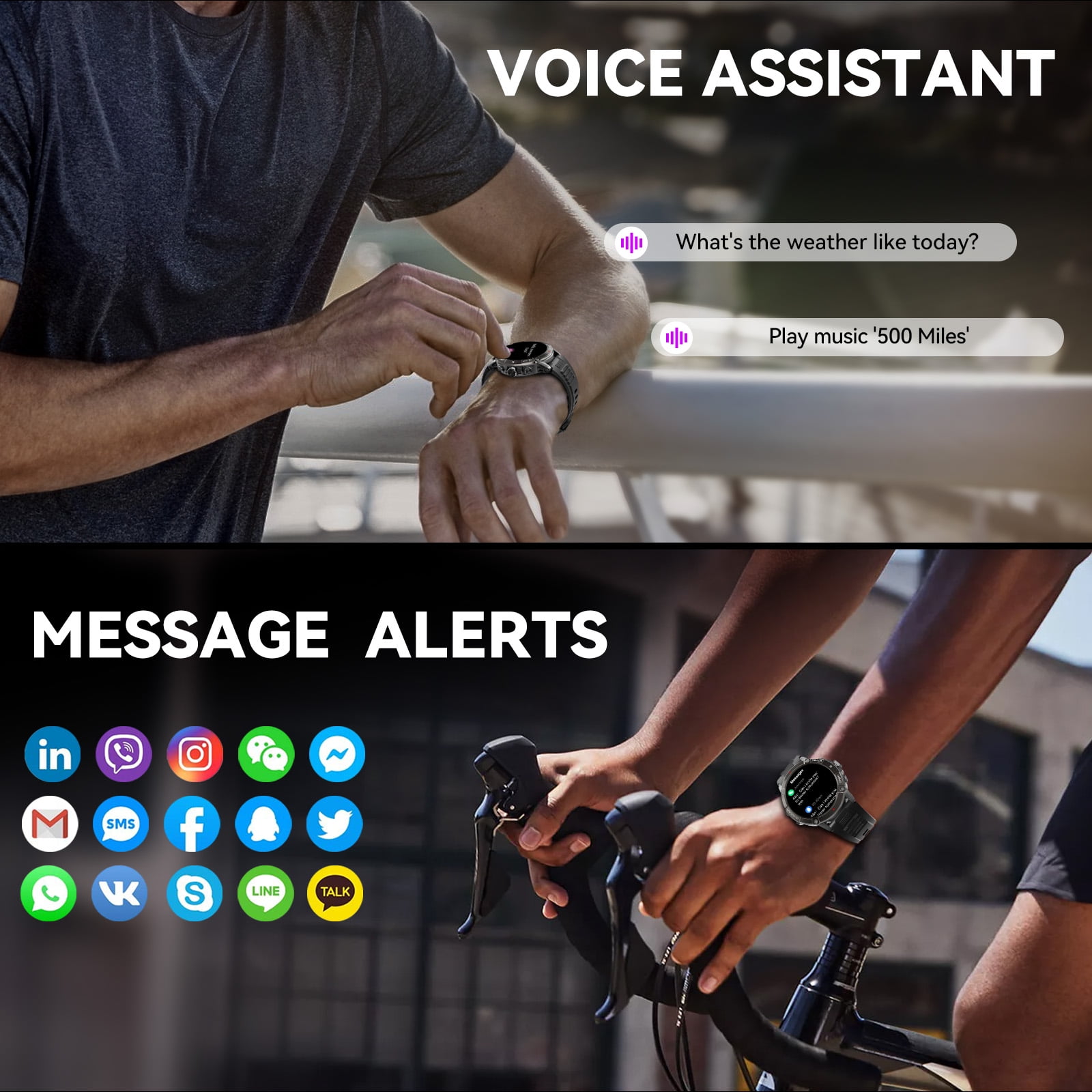 Mingdaln Military Smartwatch for men,with 120+ Sport Modes/ IP68 Waterproof , Rugged Fitness Tracker ,fits for Android and iPhone devices(Black) Mingdaln Military Smartwatch for men,with 120+ Sport Modes/ IP68 Waterproof , Rugged Fitness Tracker ,fits for Android and iPhone devices(Black) - Image 5