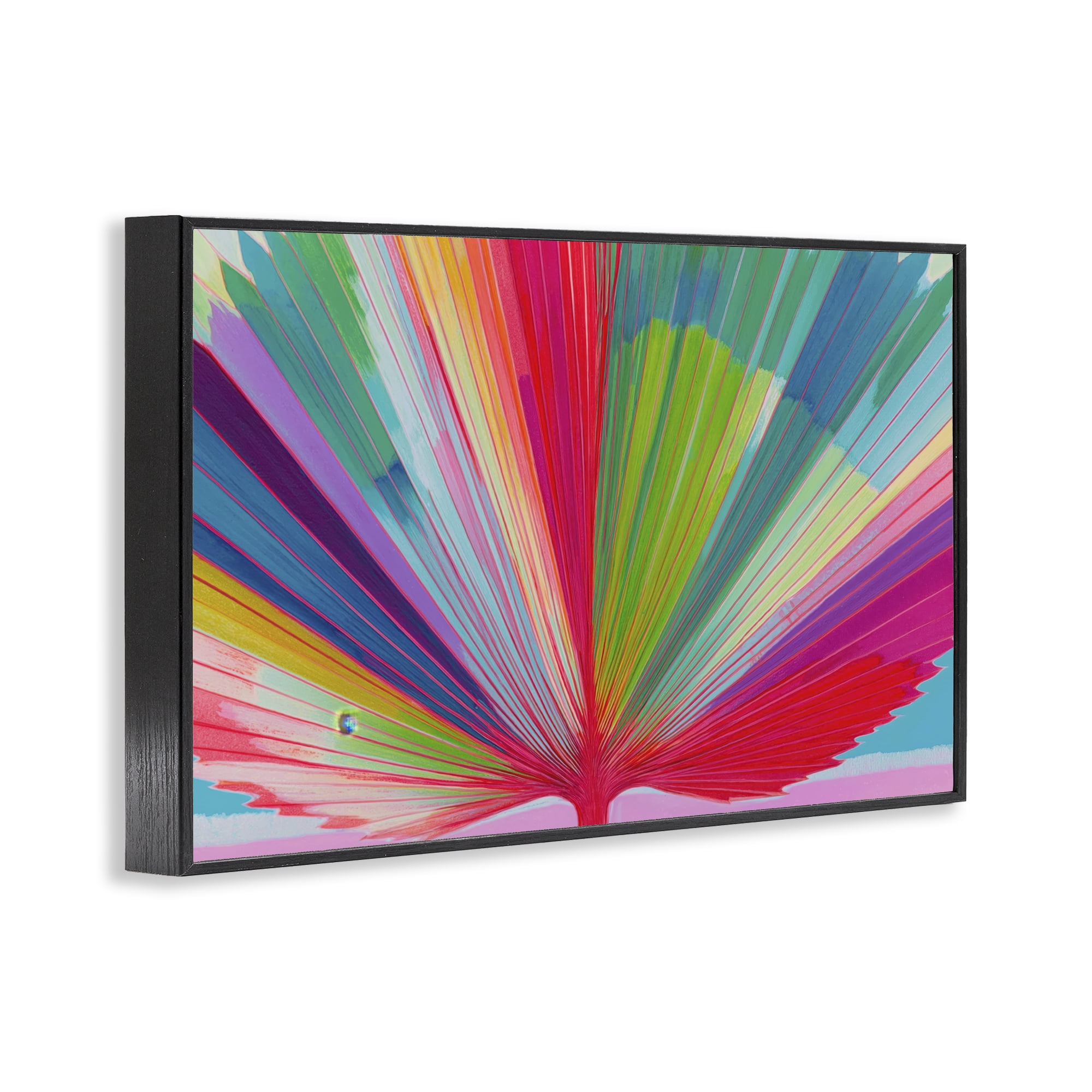 Stupell Industries Palm Fan In Spectrum Black Framed Giclee Art, design by Chromatic Storm Studio