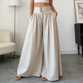 thumbnail image 2 of ibiyuan Womens Work Pants Wide Leg Palazzo Pants Plus Size Cropped Trousers Drawstring Cotton Lounge Pants Women with Pockets Vacation Outfits, 2 of 6