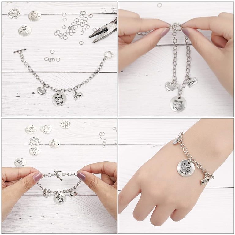 12 Pack Silver Stainless Steel Bracelet Chains For Jewelry Making - OT Toggle Clasp, 19cm, DIY Craft Supplies