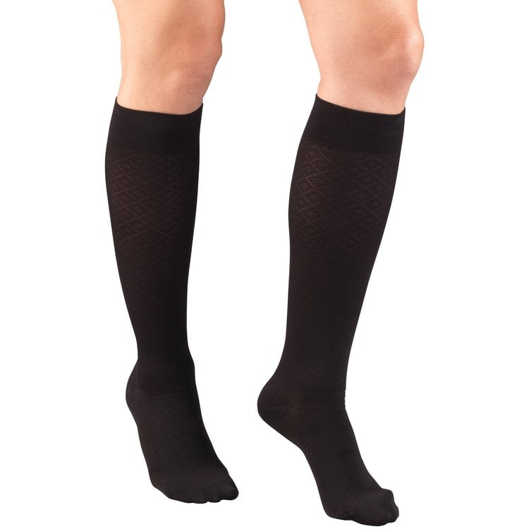 Women's Trouser Socks, Dress Style, Diamond Pattern: 15-20 mmHg, Black ...