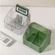 thumbnail image 1 of Organizador de Escritorio de Plástico, Diseño Trapezoidal Transparente, Versátil para Guardar Cosméticos y Papelería, para Uso Doméstico y de Oficina, Blanco/Verde, 18,2 X 15 X 12,5 Cm, 1 of 6