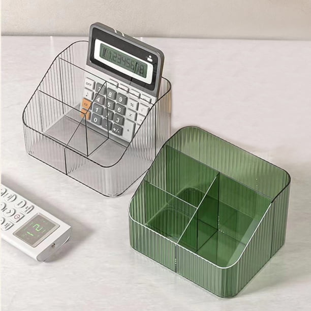 Organizador de Escritorio de Plástico, Diseño Trapezoidal Transparente, Versátil para Guardar Cosméticos y Papelería, para Uso Doméstico y de Oficina, Blanco/Verde, 18,2 X 15 X 12,5 Cm