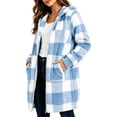 thumbnail image 5 of Xaqiouau Womens Plaid Sherpa Jacket Fleece Hooded Coat Zip Up Long Sleeve Buffalo Check Teddy Jacket Warm Winter Outerwear with Pockets, 5 of 6