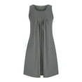 thumbnail image 4 of HUJlwoi Sleeveless Tank Top Nightgown for Women Front Pleated Plain Sleepshirt with Pockets Ladies Chemise Sleepdress 2025, 4 of 7