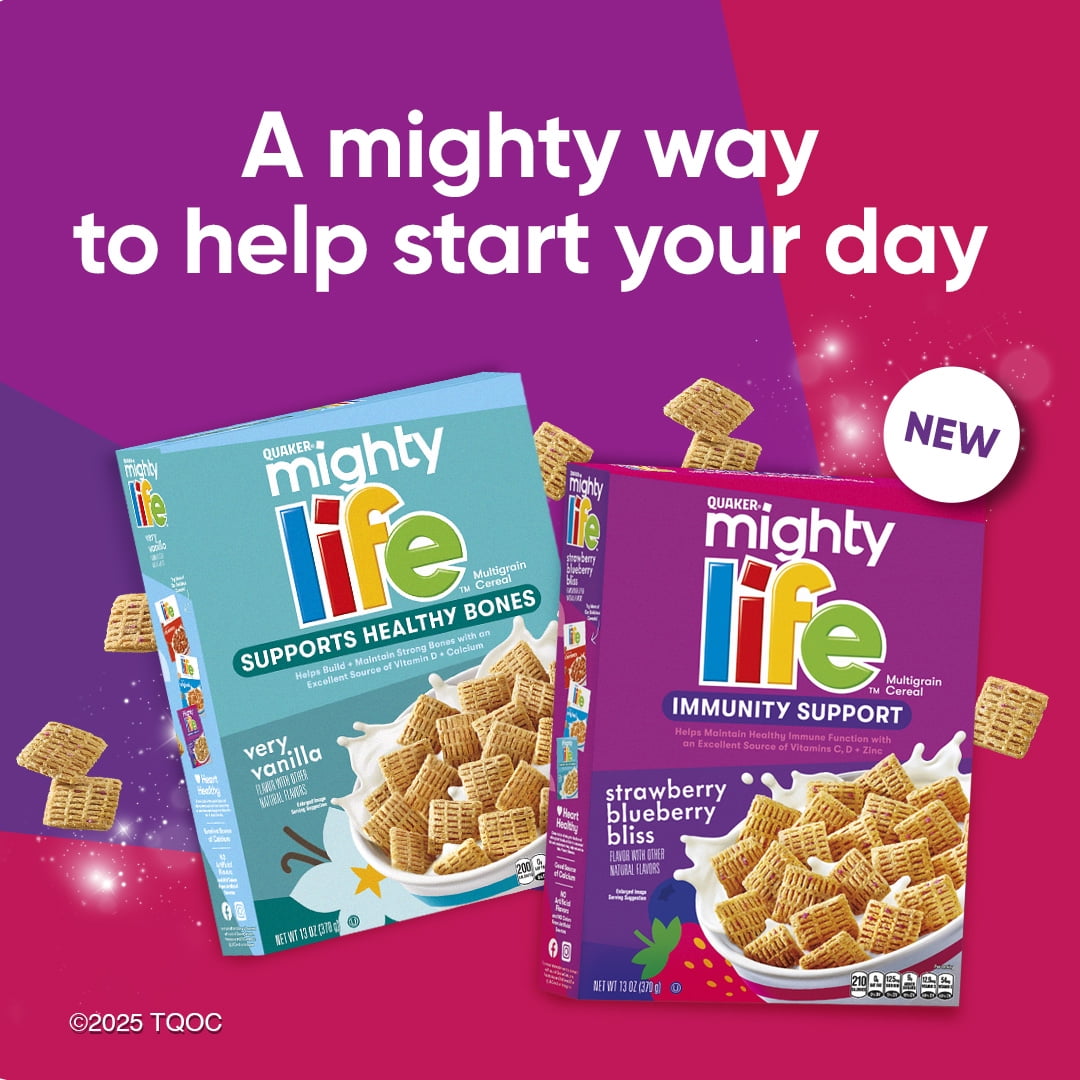 Mighty Life Cereal Vanilla, Supports Healthy Bones, Family Size 22.3 oz