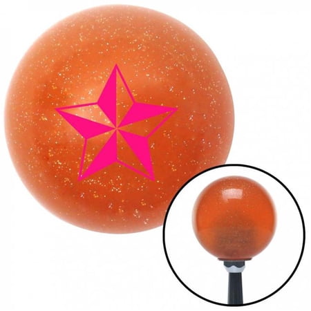 American Shifter Pink 5 Point Star Orange Metal Flake Shift Knob with M16 x 1.5 Insert Shifter Auto Brody