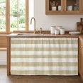 thumbnail image 2 of Cream Striped Cabinet Curtains 28"W x 51"L, Dustproof Sink Skirt Curtain for Kitchen Bathroom, Farmhouse Vintage Brown Stripes Adhesive Desk Skirt Privacy Curtains for Pantry Classroom Office Closet, 2 of 8