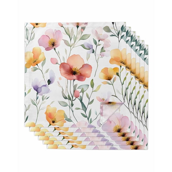 nqOlkjepod Aesthetics Flower Cloth Napkins Set of 6 Reusable Dinner Napkins, Abstract Country Leaf Floral Spring Cocktail Napkin Washable Table Napkins for Wedding/Holiday Party/Baby Shower 20"x20"