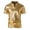 A-Gold498, variant on Mens Shiny Metallic T Shirts Mandarin Collar Split Neck Tee Slim Fit Nightclub Party Top