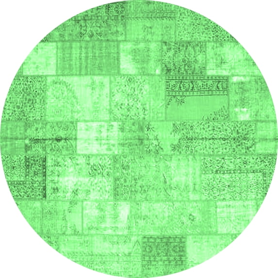 Ahgly Company Indoor Round Patchwork Emerald Green Transitional Area Rugs, 8' Round