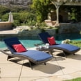thumbnail image 5 of Noble House Salem 3-Piece Outdoor Metal Chaise Lounge Set in Brown and Navy Blue, 5 of 7