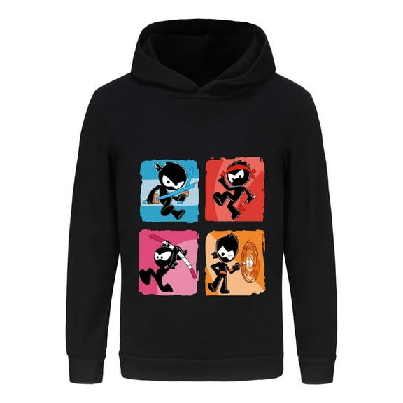 Ninja Kidz Kids Hoodie – Boys Girls Pullover Sweatshirt Cartoon Graphic, Long Sleeve Martial Arts Cosplay Top