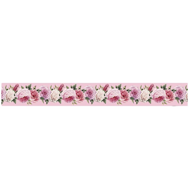 1PC Beautiful Floral Pattern Wallpaper Border Sticker Waistline Wall Sticker Waterproof Self-Adhesive Border Decal for Home Bathroom Kitchen (15x300cm)