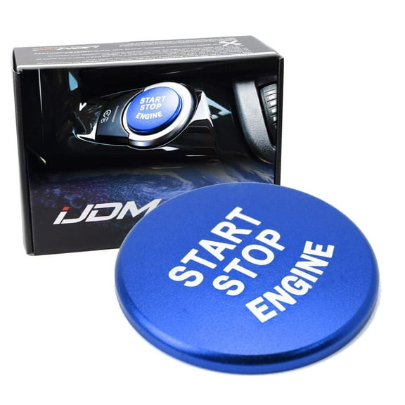 Racing Sports Inspired Blue Aluminum Keyless Engine Push Start Button Cover Trim For BMW 1 2 3 4 5 7 Series, X1 X3 X4 X5 X6, etc