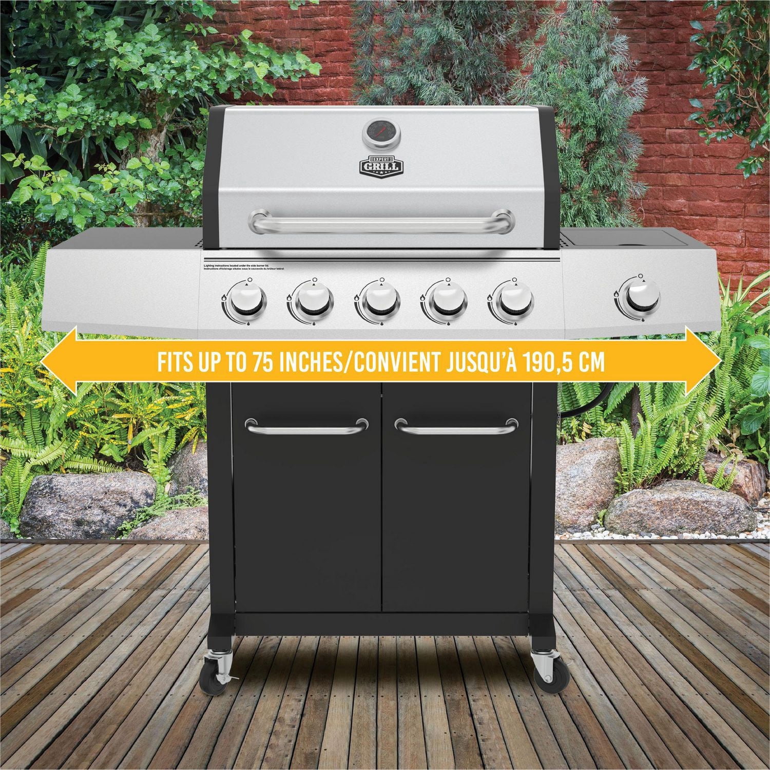 Expert Grill 75" Deluxe Heavy-Duty Cover, Durable Black Ripstop Fabric.