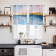 thumbnail image 2 of Oil Painting Pink Blue Kitchen Curtains Small Short 39 Inch Length, Artwork Abstract Modern Grommet Top Bedroom Living Room Curtains, Light Filtering Cafe Curtain Drapes 2 Panels Set 55''x39'', 2 of 9