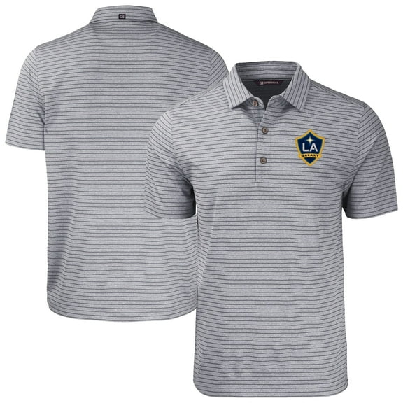 Men's-Cutter & Buck  Heather Black LA Galaxy Big & Tall Forge Eco Heather Stripe Stretch Recycled Polo