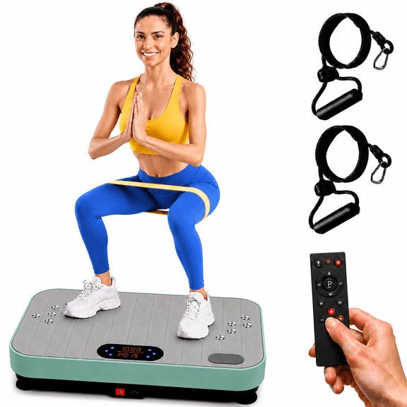 Vibration Plate Exercise Machine for Lymphatic Drainage & Body Toning, 99-Speed Whole Body Workout Platform with 4 Preset Programs, Bluetooth, Remote & Resistance Bands for Home Fitness