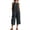 Dark Gray, variant on Women's Cotton Linen Wide Leg Cropped Overalls Crew Neck Sleeveless Button Down Culotte Jumpsuits with Pockets for Casual Wear