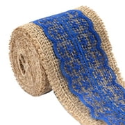 Unique Bargains 2.2 Yards Royal Blue Wedding DIY Burlap Hessian Strap Crafts Lace Ribbon Roll Trim Edge