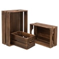 thumbnail image 3 of MyGift 3 Piece Rustic Nesting Wood Storage Crates, Brown, 3 of 7