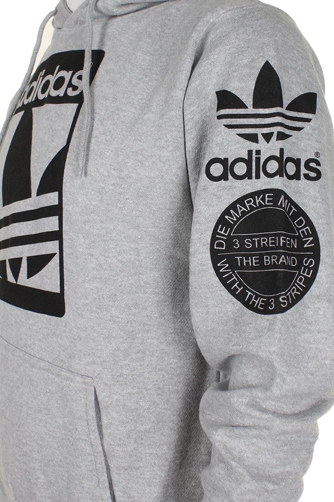 adidas men's original trefoil street graphic front pocket active pullover hoodie