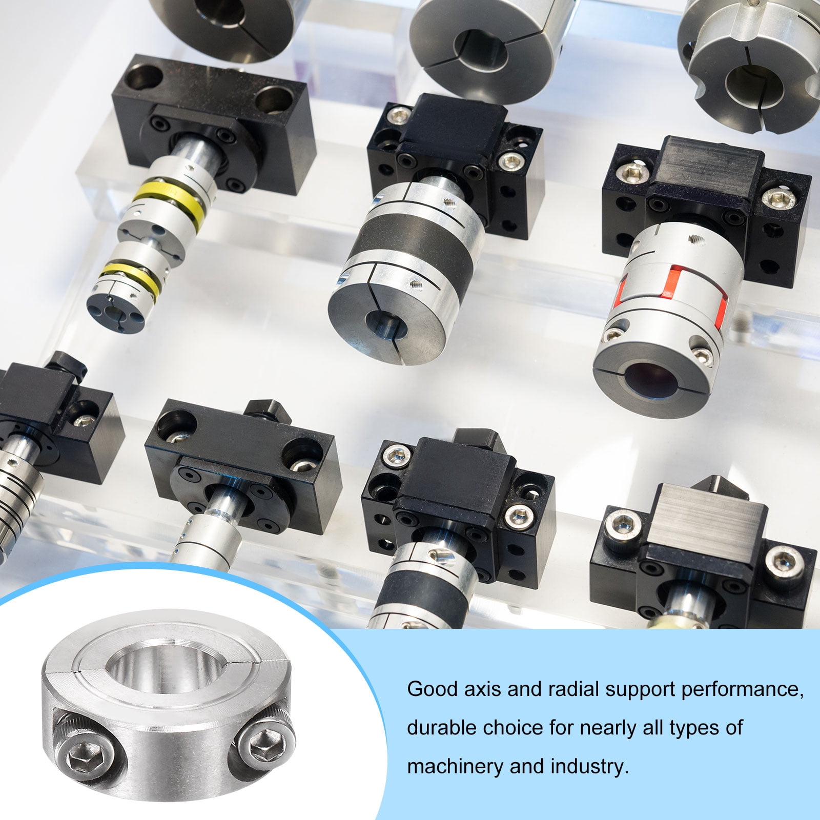 Uxcell 4pcs Shaft Collar for 1/2" Rod 1-1/8" OD 13/32" Stainless Steel Double Split Clamp-On Collar with Set Screw